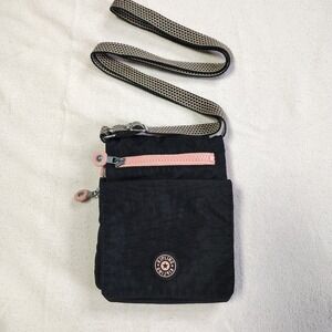 Kipling Crossbody Bag Women Small Black Peach Mini Messenger Bag